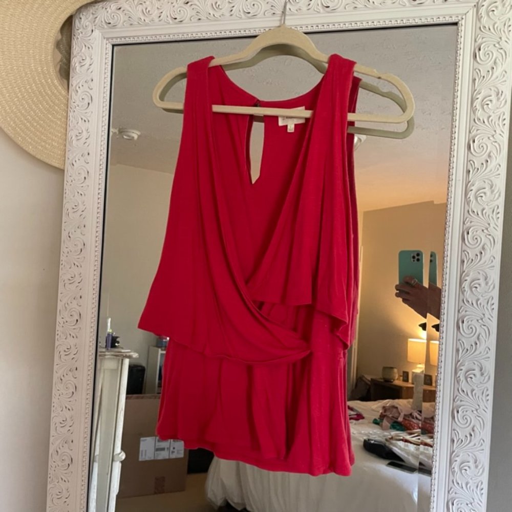 Anthropologie Deletta Red Deep V Top